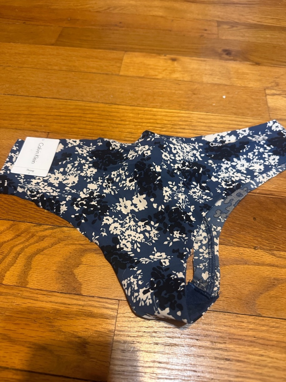 New With Tag Calvin Klein  Navy Floral Bikini thong